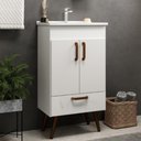 Ver imagem 4 de Conjunto Banheiro Gabinete com Pés 50cm Lavatório e Armário Allegra B06 Branco - Lyam Decor