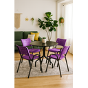 Ver imagem 1 de Jogo Mesa Redonda para Restaurante Comércio com 4 Cadeiras Iso Roxa Base Preta Ecomhome