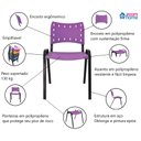 Ver imagem 4 de Jogo Mesa Redonda para Restaurante Comércio com 4 Cadeiras Iso Roxa Base Preta Ecomhome