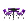 Jogo Mesa Redonda para Restaurante Comércio com 4 Cadeiras Iso Roxa Base Preta Ecomhome - 2