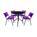 Ver imagem 2 de Jogo Mesa Redonda para Restaurante Comércio com 4 Cadeiras Iso Roxa Base Preta Ecomhome