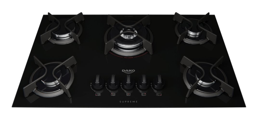 Cooktop 5 Bocas com Mega e Tripla Chama Turbo Glass Dako - 2