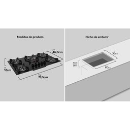 Cooktop 5 Bocas com Mega e Tripla Chama Turbo Glass Dako - 9