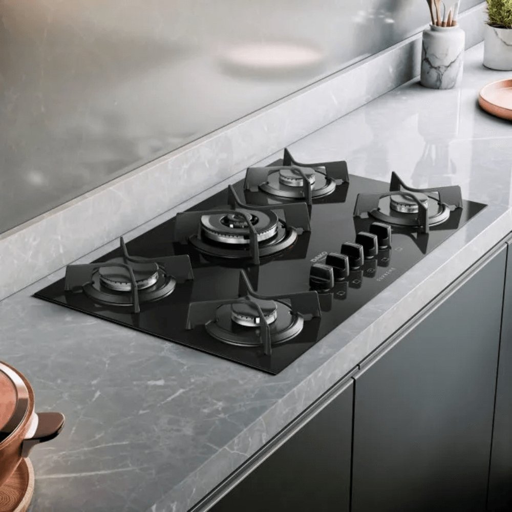 Cooktop 5 Bocas com Mega e Tripla Chama Turbo Glass Dako - 5