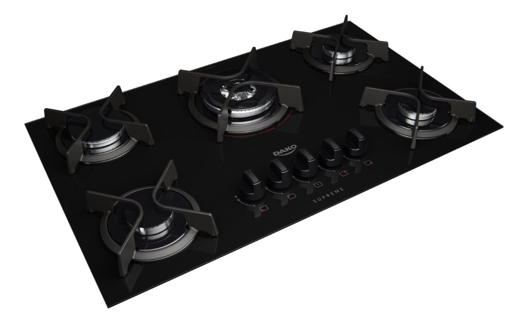 Cooktop 5 Bocas com Mega e Tripla Chama Turbo Glass Dako - 3