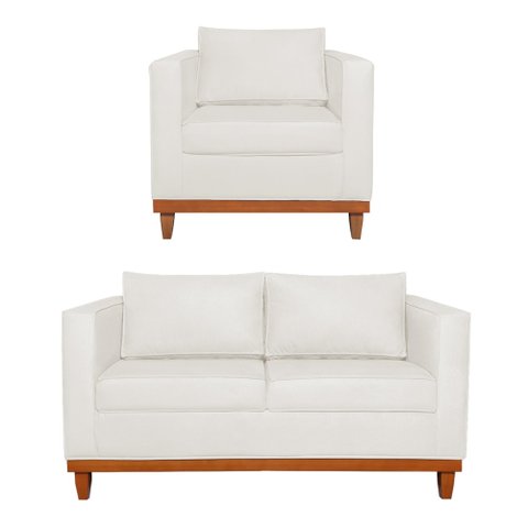 Kit Sofa 2 Lugares e Poltrona Europa Bouclé Branco - Amarena Móveis
