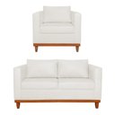 Ver imagem 1 de Kit Sofa 2 Lugares e Poltrona Europa Bouclé Branco - Amarena Móveis