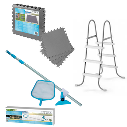 Kit Escada para Piscina 91cm com Kit Limpeza e Manutenção Peneira Aspirador - 2