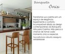 Ver imagem 2 de Conjunto 2 Banquetas Alta Madeira Assento Estofado Linho Detalhes Corino Ônix