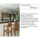 Ver imagem 2 de Conjunto 2 Banquetas Alta Madeira Assento Estofado Linho Detalhes Corino Ônix