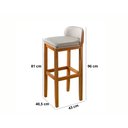 Ver imagem 7 de Conjunto 2 Banquetas Alta Madeira Assento Estofado Linho Detalhes Corino Ônix