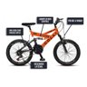 Bicicleta Gps Aro 20 Dupla Suspensão 21 Marchas Colli Laranja Neon - 5