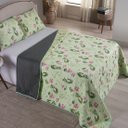 Ver imagem 1 de Kit Colcha Cobre Leito Casal 3 Peças Matelado Dupla Face Verde