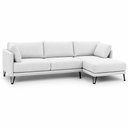 Ver imagem 1 de Sofá Sala de Estar Atena Chaise Direito Pés de Ferro 374cm 6 Lugares Bouclê Branco M1 - Monari Desig