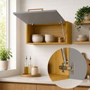 Ver imagem 6 de Armário Aéreo Nicho para Geladeira Dafne 1 Porta MDF 82cm Cinamomo Cinza Acetinado Mobilihouse