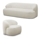 Ver imagem 1 de Conjunto Sala de Estar Decorativo Charlote 1 Sofá 180cm 2 Lugares 1 Poltrona Base Fixa com Puff Bouc