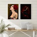 Ver imagem 1 de Kit 2 Quadros Pomba Gira Maria Padilha 33x24cm - com Vidro:madeira Preta