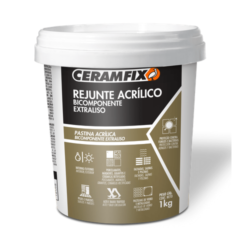 Rejunte Acrilico Cinza (novo) Bicomponente 1kg - Ceramfix