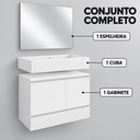 Ver imagem 5 de Gabinete para Banheiro Branco 60cm em MDF com Cuba de Ardósia e Espelheira 3 Peças:Branco