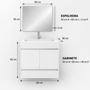 Ver mais imagens de Gabinete para Banheiro Branco 60cm em MDF com Cuba de Ardósia e Espelheira 3 Peças:Branco