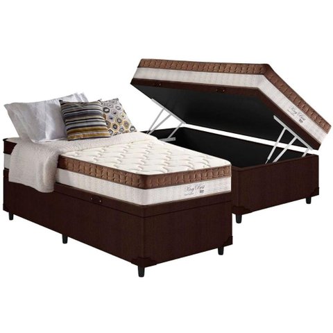 Cama Box Baú Solteiro: Colchão Molas Anjos MasterPocket Ensacadas King Best + Base CRC Courano