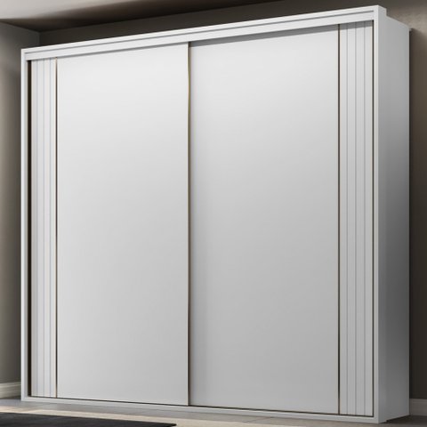 Guarda Roupa Casal 2 Portas MDF Ripado 2,42 m Imperium Belmax