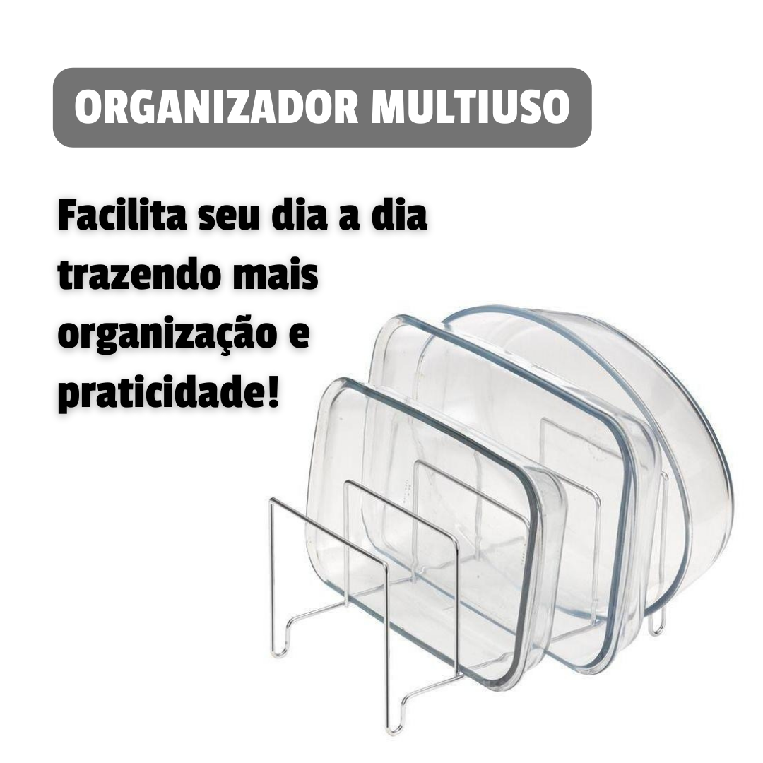 Organizador Armário Suporte P/ Tampas Formas Assadeiras Frigideiras Refratários Porta Decoração - 5