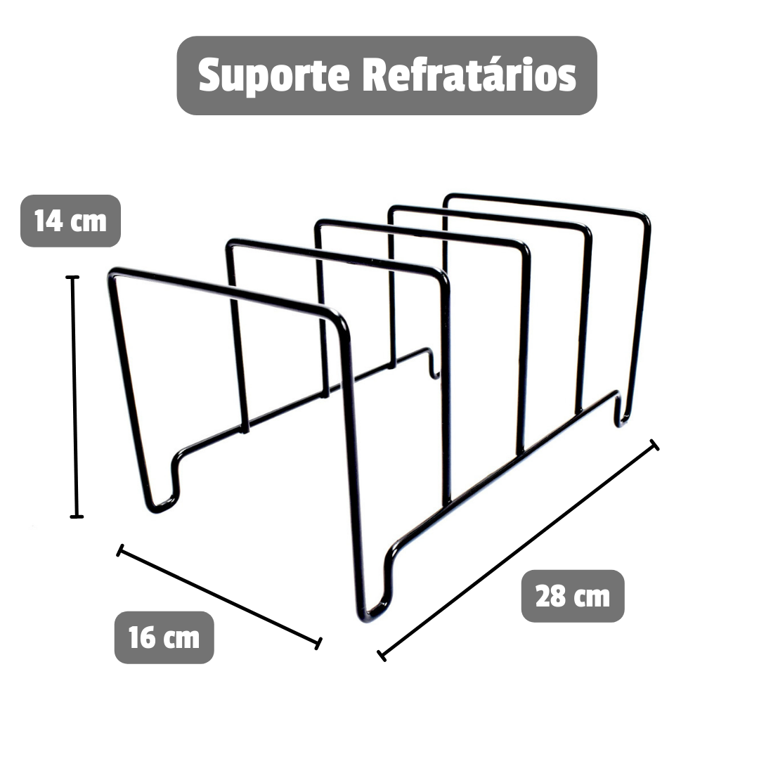 Organizador Armário Suporte P/ Tampas Formas Assadeiras Frigideiras Refratários Porta Decoração - 2