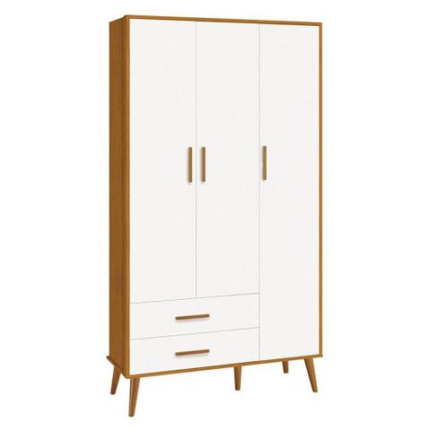 Guarda Roupa Infantil Isis 3 Portas e 2 Gavetas Branco/savana - Reller Móveis Branco/savana