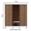 Ver imagem 3 de Guarda-Roupa Casal Madesa Mônaco 3 Portas de Correr com Espelho com Pés Branco/Rustic Cor:Branco/Rus