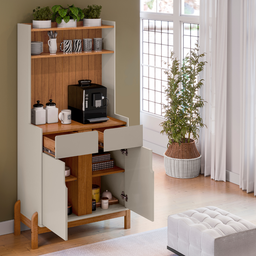 Aparador Buffet Balcão Cozinha Cantinho do Café para Sala de Estar e Jantar com 2 Portas e 2 Gavetas - 3