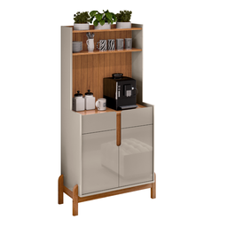 Aparador Buffet Balcão Cozinha Cantinho do Café para Sala de Estar e Jantar com 2 Portas e 2 Gavetas - 6