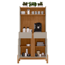 Aparador Buffet Balcão Cozinha Cantinho do Café para Sala de Estar e Jantar com 2 Portas e 2 Gavetas - 5