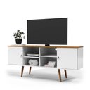 Ver imagem 1 de Rack para Sala e Tv de até 60" com 2 Portas e 4 Nichos Branco Acetinado com Cumarú - Estrela - Patri