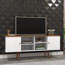 Ver imagem 3 de Rack para Sala e Tv de até 60" com 2 Portas e 4 Nichos Branco Acetinado com Cumarú - Estrela - Patri