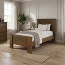 Ver imagem 1 de Cama Solteiro em MDF com Cabeceira Frisada 103x202cm Paolo