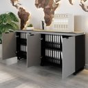 Ver imagem 4 de Armário Baixo para Escritório 158,5cm Duplo com 4 Portas Puxadores Metálicos Corporate Cinza/Sagrado