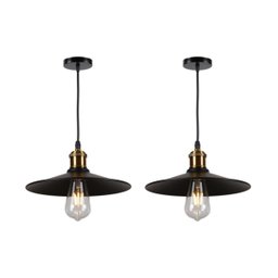 Kit 2 Lustres Pendentes Luminária Flat Preto 30cm - 1