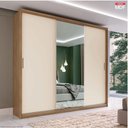 Ver imagem 1 de Guarda Roupa Casal Dalila 3 Portas com Espelho Élpis Móveis Amendoa Touch-off White