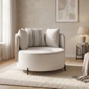 Ver imagem 1 de Poltrona Decorativa Redonda com Almofadas Íris 128cm em Bouclé Cinza