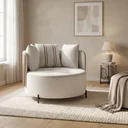 Ver imagem 5 de Poltrona Decorativa Redonda com Almofadas Íris 128cm em Bouclé Cinza