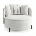 Ver imagem 2 de Poltrona Decorativa Redonda com Almofadas Íris 128cm em Bouclé Cinza