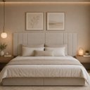 Ver imagem 3 de Painel Cabeceira Queen 160cm Liz Estofada Linho Moderna para Cama Box:Areia