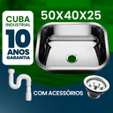 Ver imagem 2 de Cuba Pia Inox Industrial Lavanderia Aço 304 50x40x25 As
