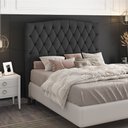Ver imagem 2 de Cabeceira Estofada Cama Box Casal Queen Size Greta 160cm com Frame Suede Cinza - Abmaza