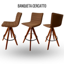 Ver imagem 3 de Banqueta Cercatto Giratória Revestida em Tecido Linho Marrom Personal Decor Banqueta Cercatto Grirat