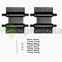 Kit Dobradiças Vai e Vem 4 Pol - Ferro Preto - Pct C/ 2 Peças P/ 1 Porta - 1