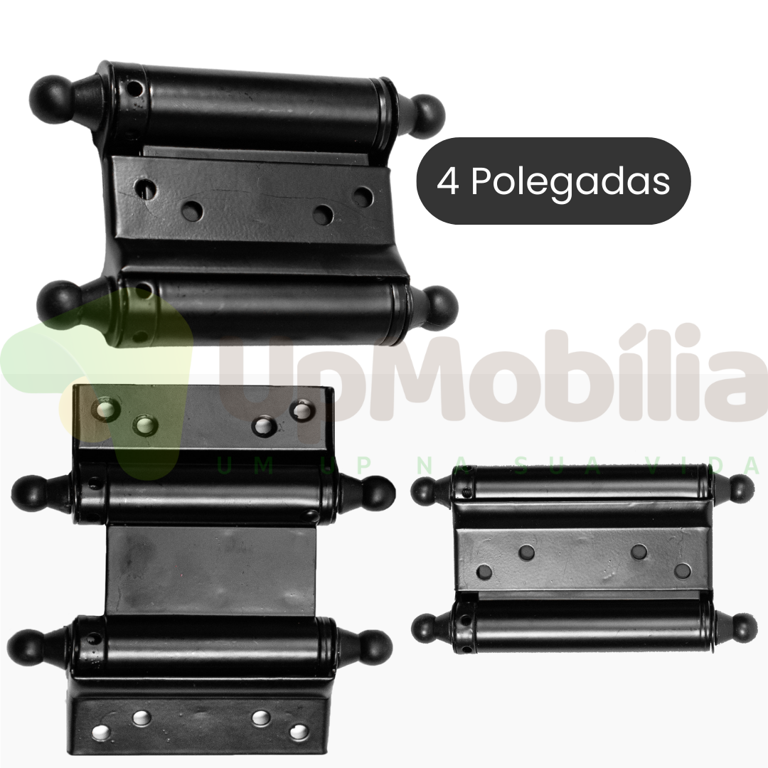 Kit Dobradiças Vai e Vem 4 Pol - Ferro Preto - Pct C/ 2 Peças P/ 1 Porta - 2