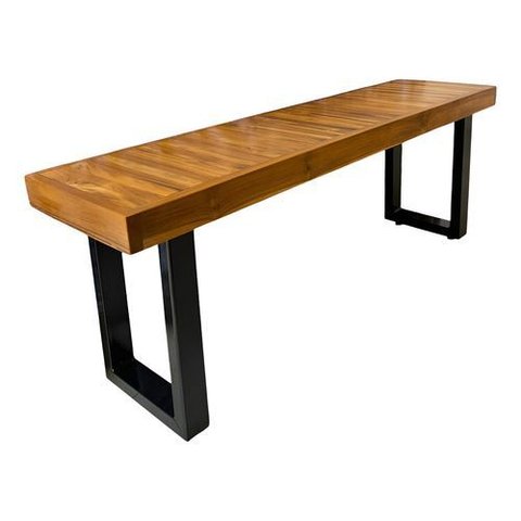 Banco Estilo Industrial Tampo Madeira Pés Metalon 100cm:marrom