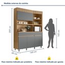 Ver imagem 3 de Armário de Cozinha 4 Portas 2 Gavetas 160cm Torre Angular 100% MDF Realeza Marrom/Carvalho/Titânio